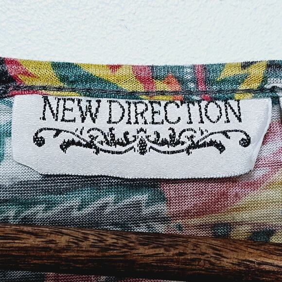 New Direction Y2K Burnout Top Women's Size M 3/4 Sleeve Floral Trendy Casual - Picture 5 of 7